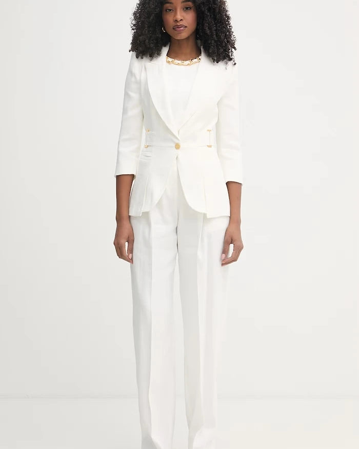 Elisabetta Franchi resmi kadın keten pantolon