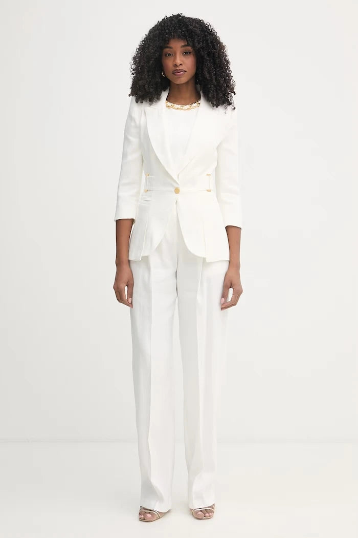 Elisabetta Franchi resmi kadın keten pantolon