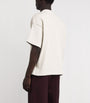 White Stretch-Cotton Ribbed Logo Oversized T-Shirt