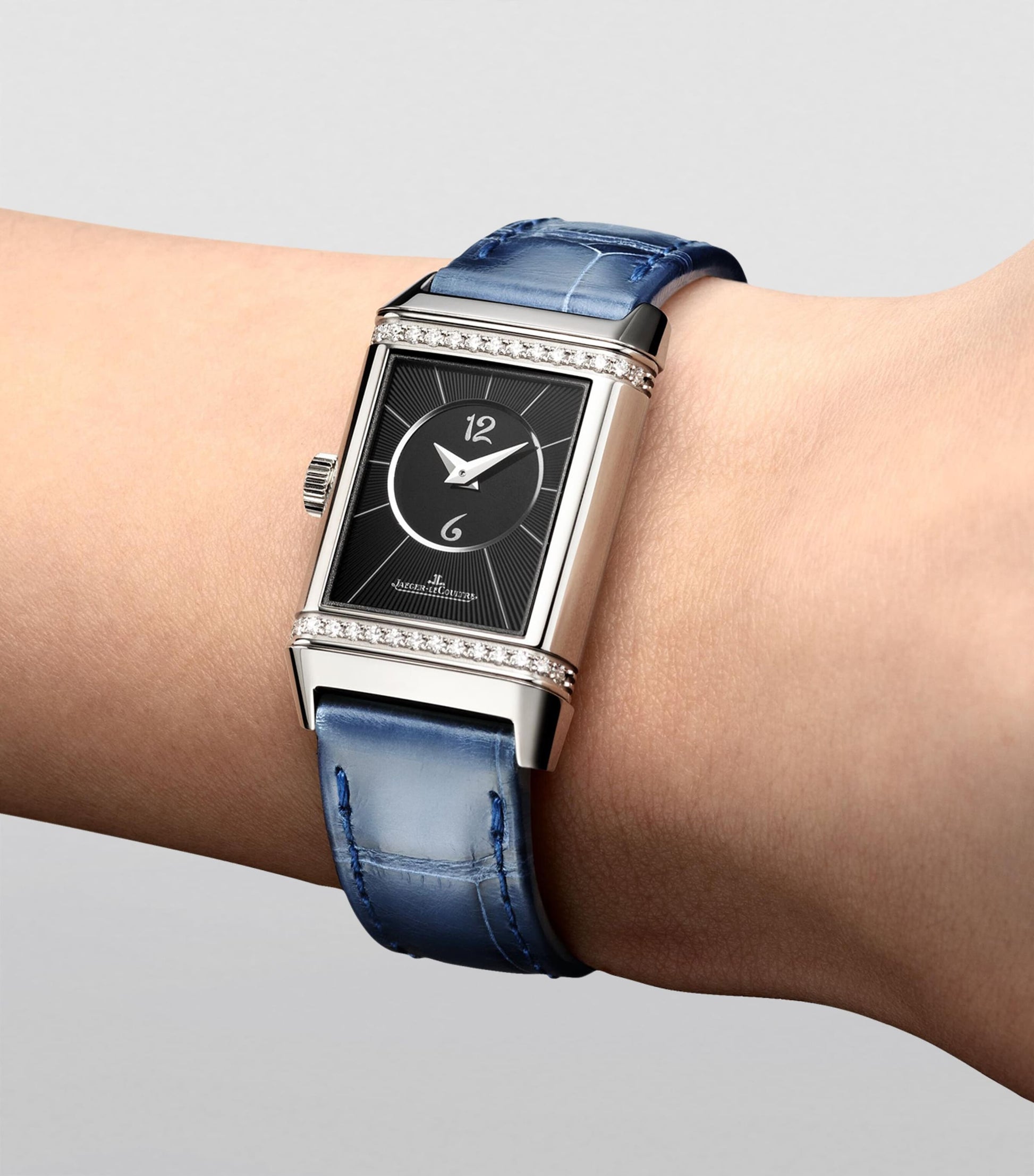 Jaeger-LeCoultre Small Stainless Steel and Diamond Reverso Classic Duetto Watch 21mm