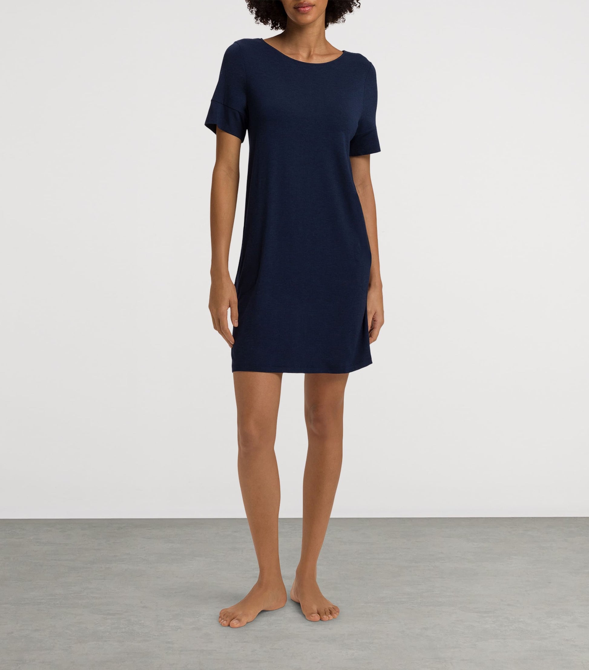 Hanro Navy Short-Sleeve Nightdress