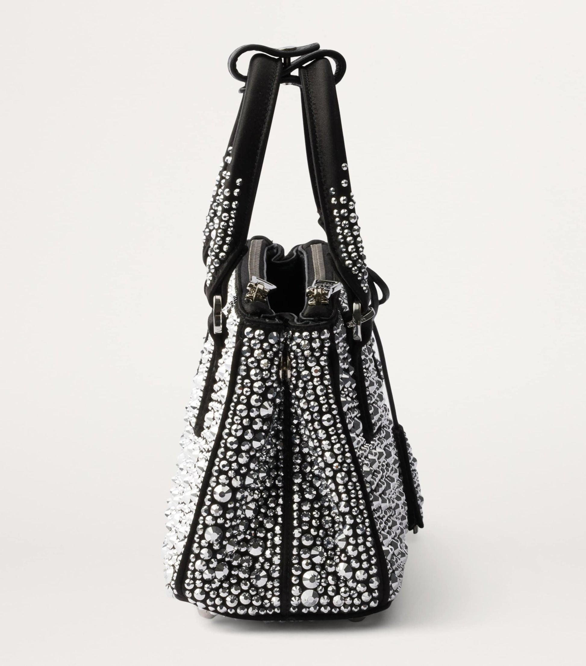 Metallic Micro Satin Crystal-Embellished Galleria Top-Handle Bag