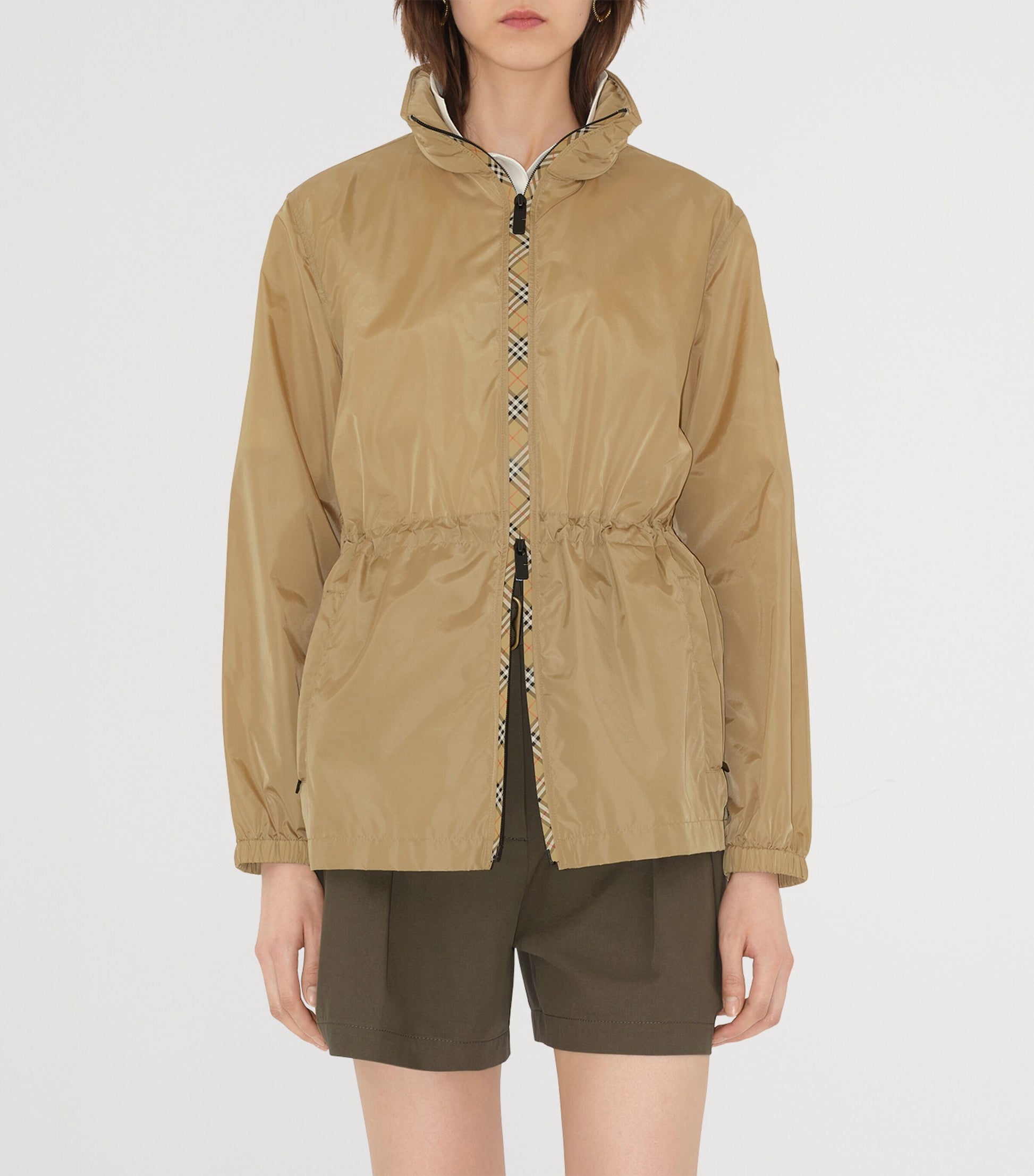 Burberry Beige Technical Adaptable Check-Trim Parka