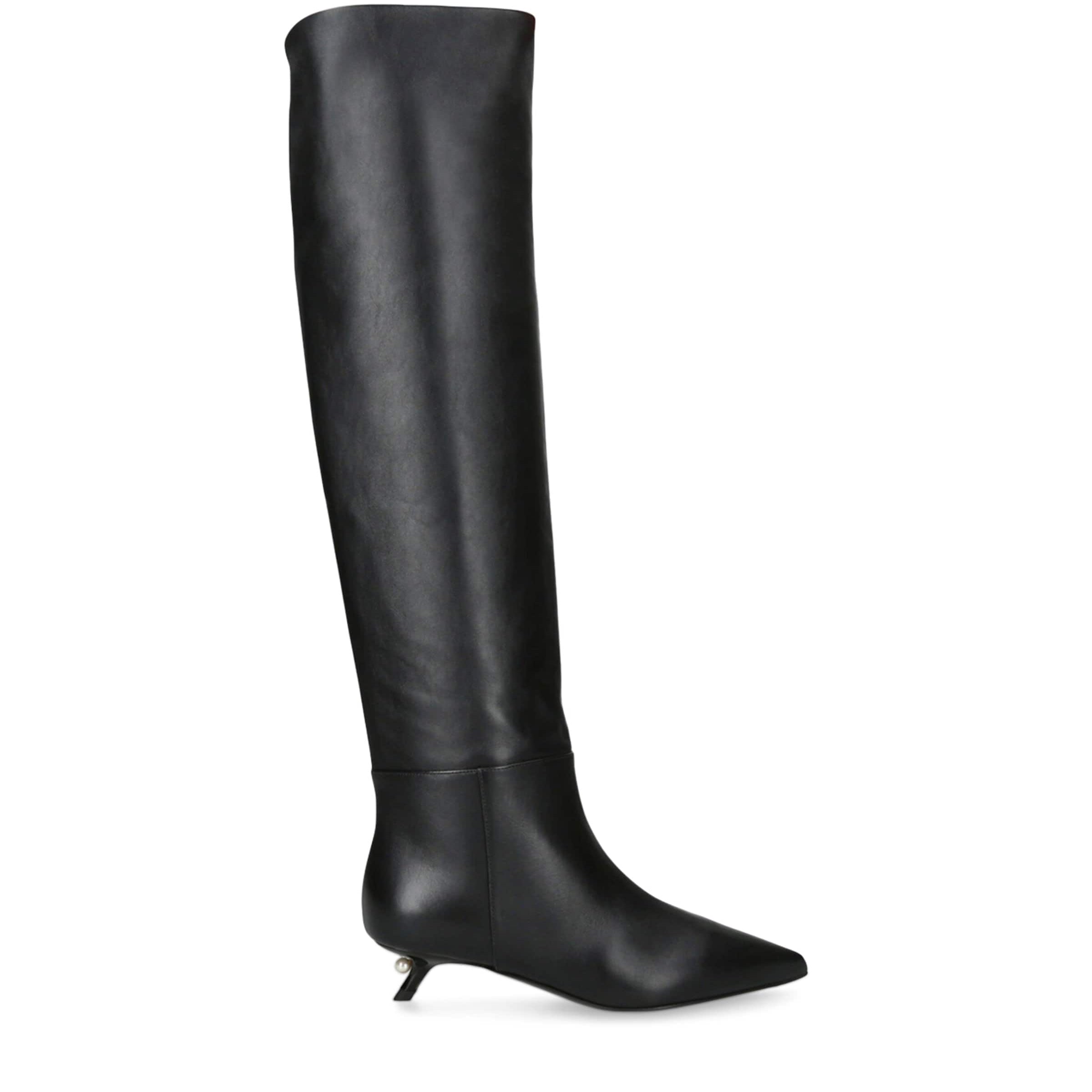Alevi Black Leather Derby Knee-High Boots 35