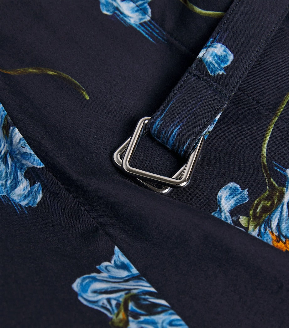 Emilia Wickstead Navy Cotton Floral Rubie Midi Dress