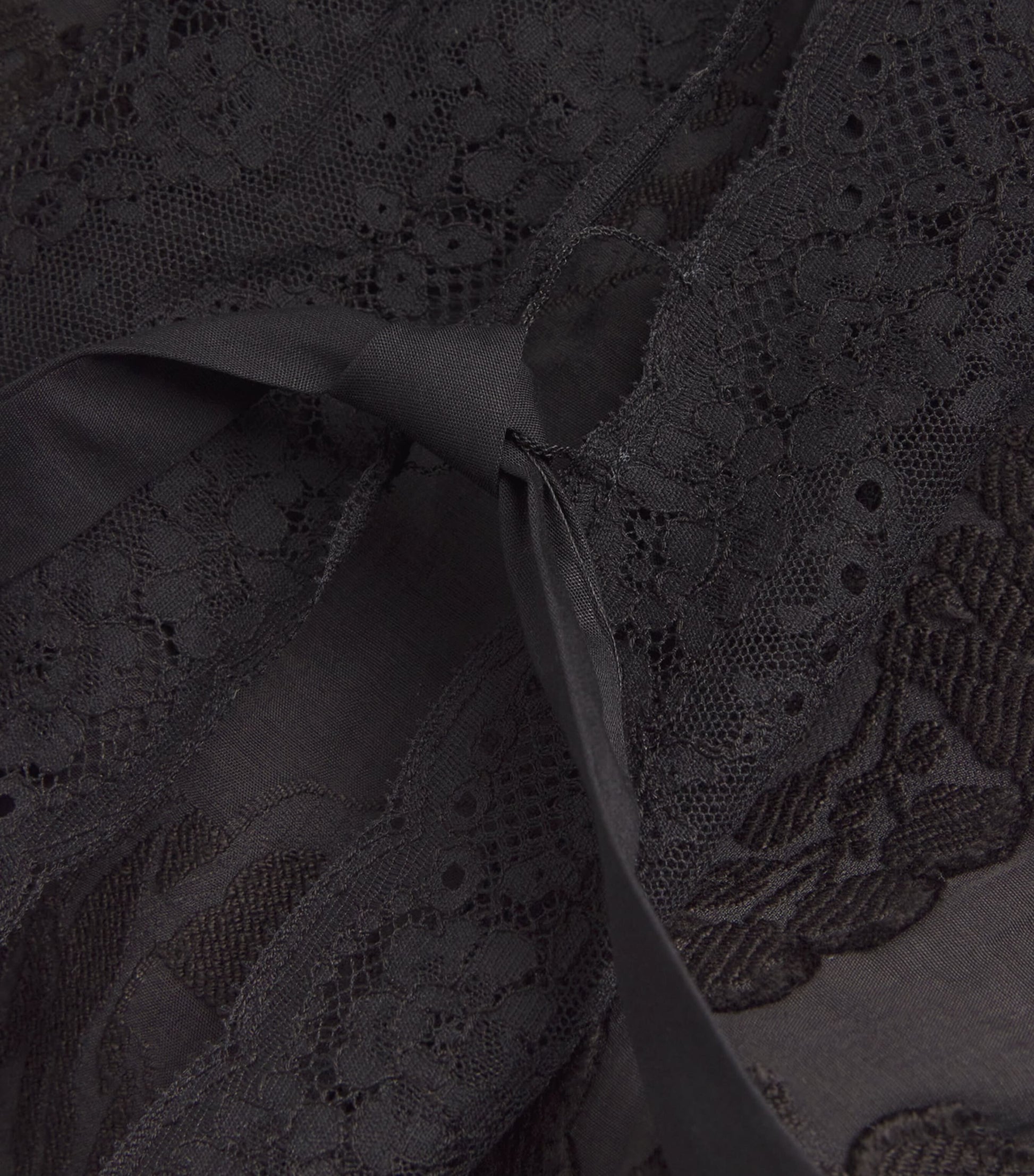 Lace-Trim Fiocchini Nightdress BLACK DEVORE