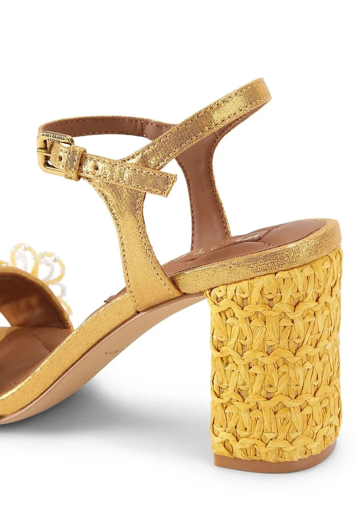 Kurt Geiger London kalın topuklu sandalet ayakkabı Kensington Langley Raffia