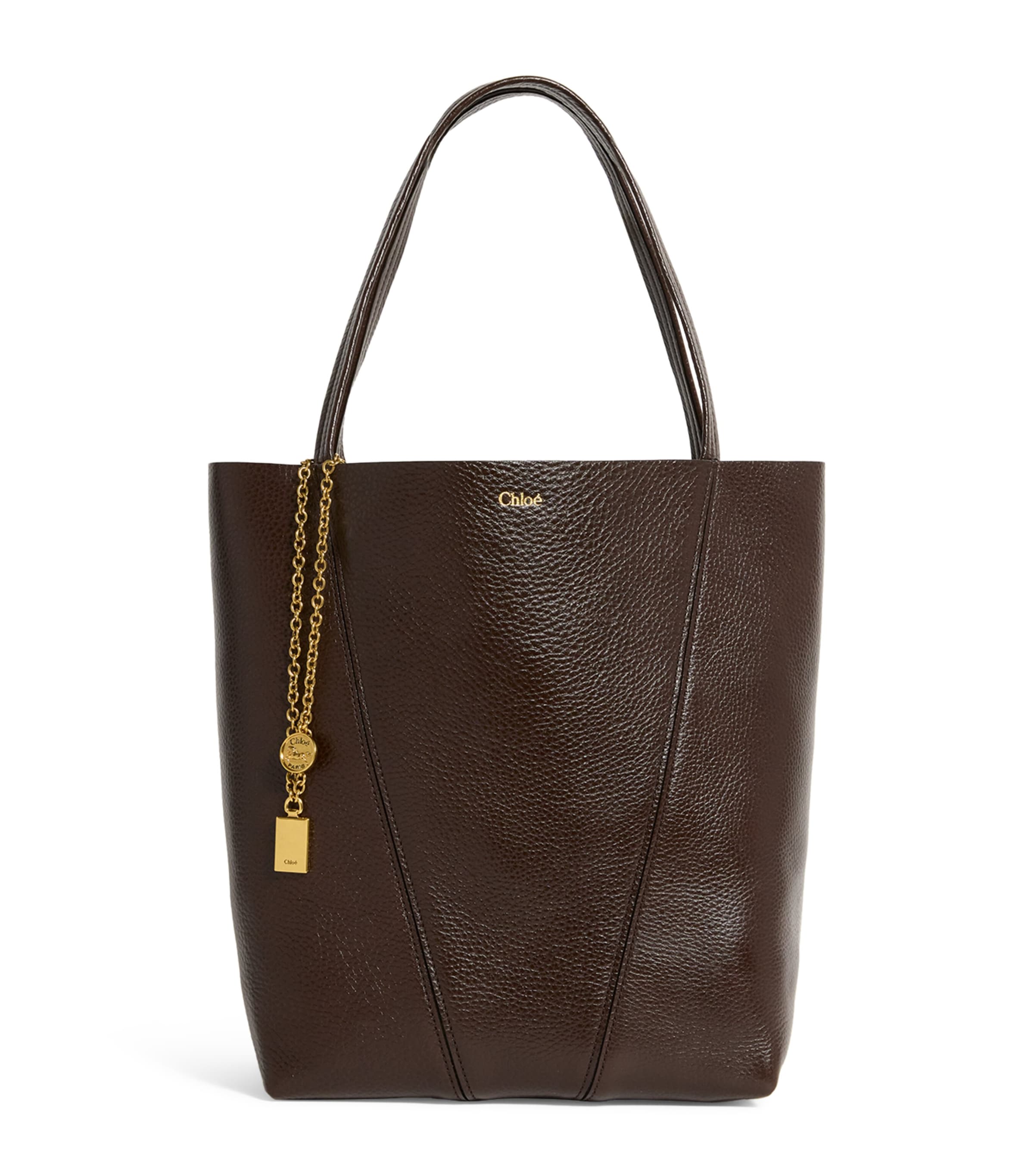 Brown Medium Calfskin Spin Tote Bag
