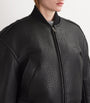 Alexander Wang Black Lambskin Cropped Bomber Jacket
