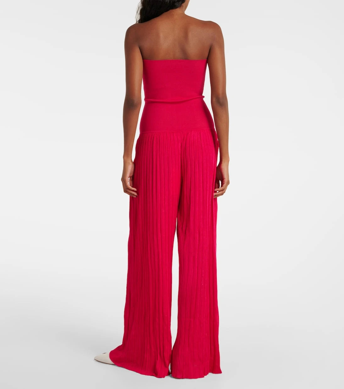 Alaïa - Strapless pleated knitted jumpsuit