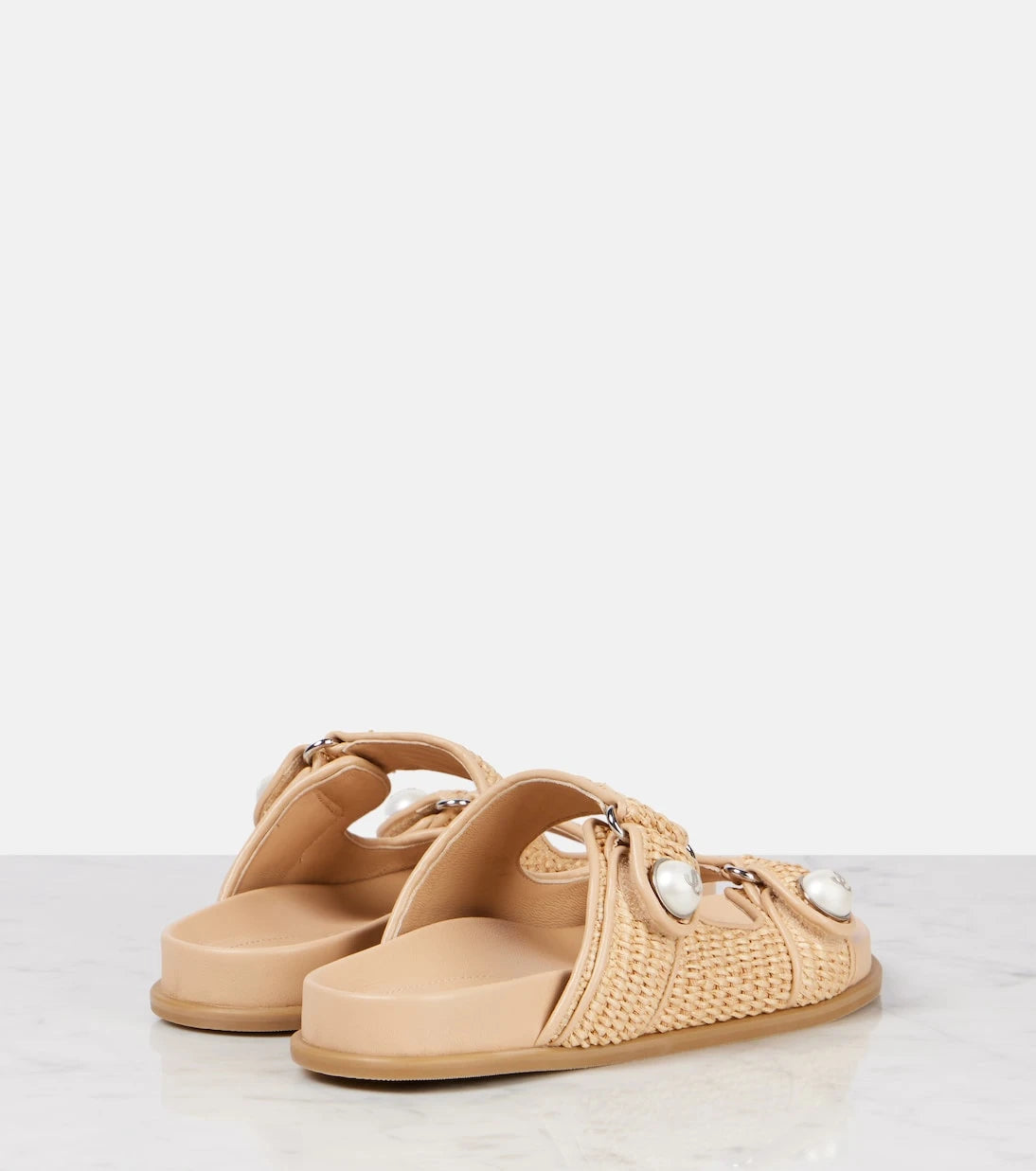Jimmy Choo - Fayence leather-trimmed raffia sandals