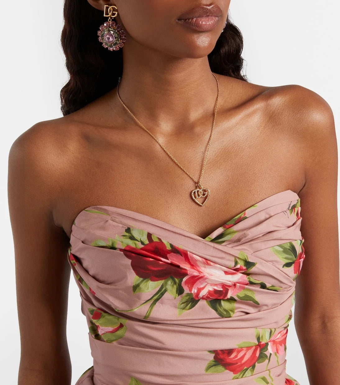 Dolce&Gabbana - Floral strapless cotton minidress