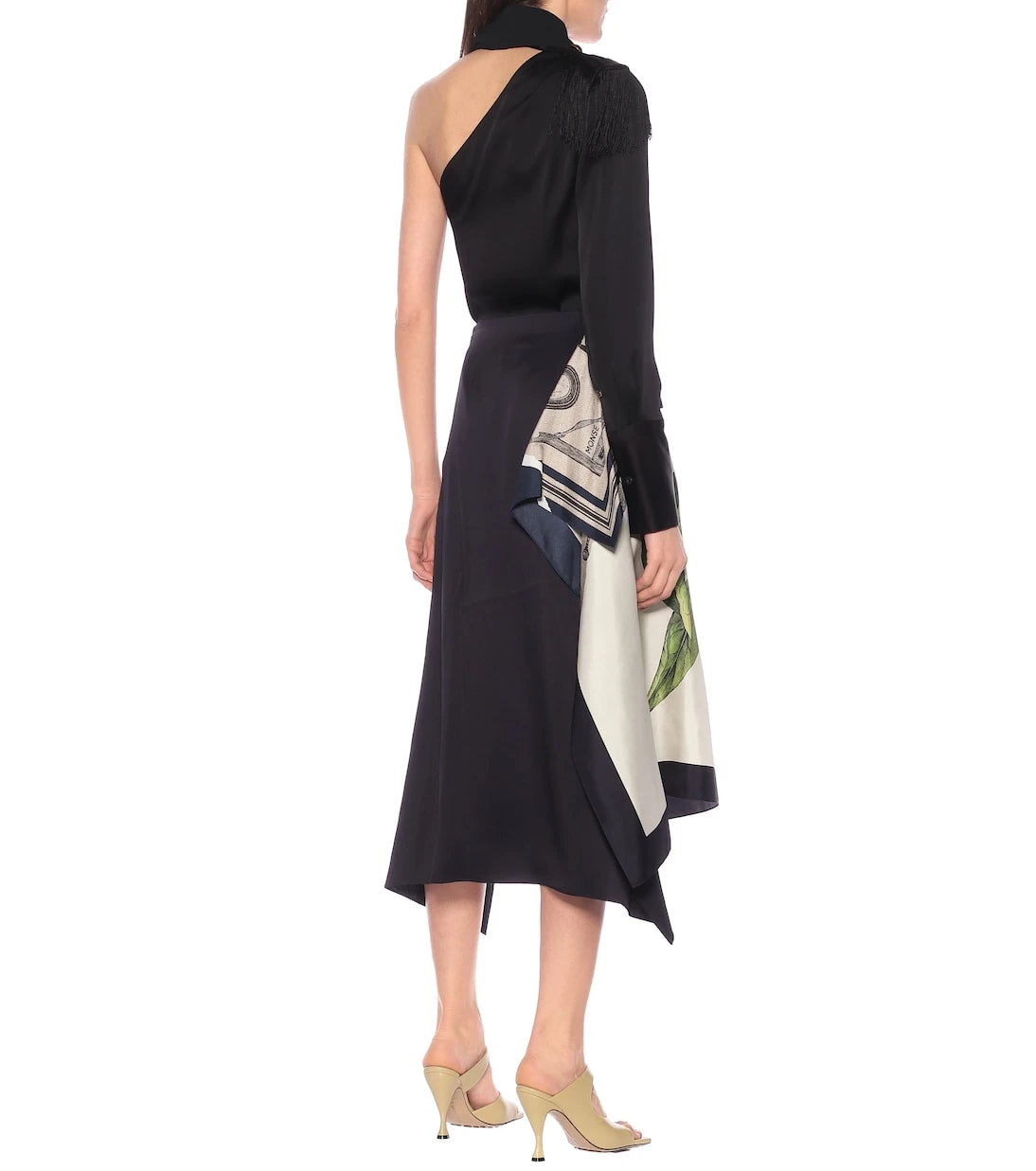 Monse - Printed silk-twill midi skirt