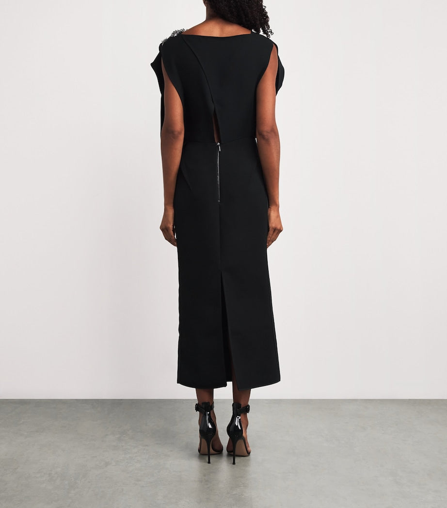 Maticevski Black Crystal-Embellished Protocal Midi Dress