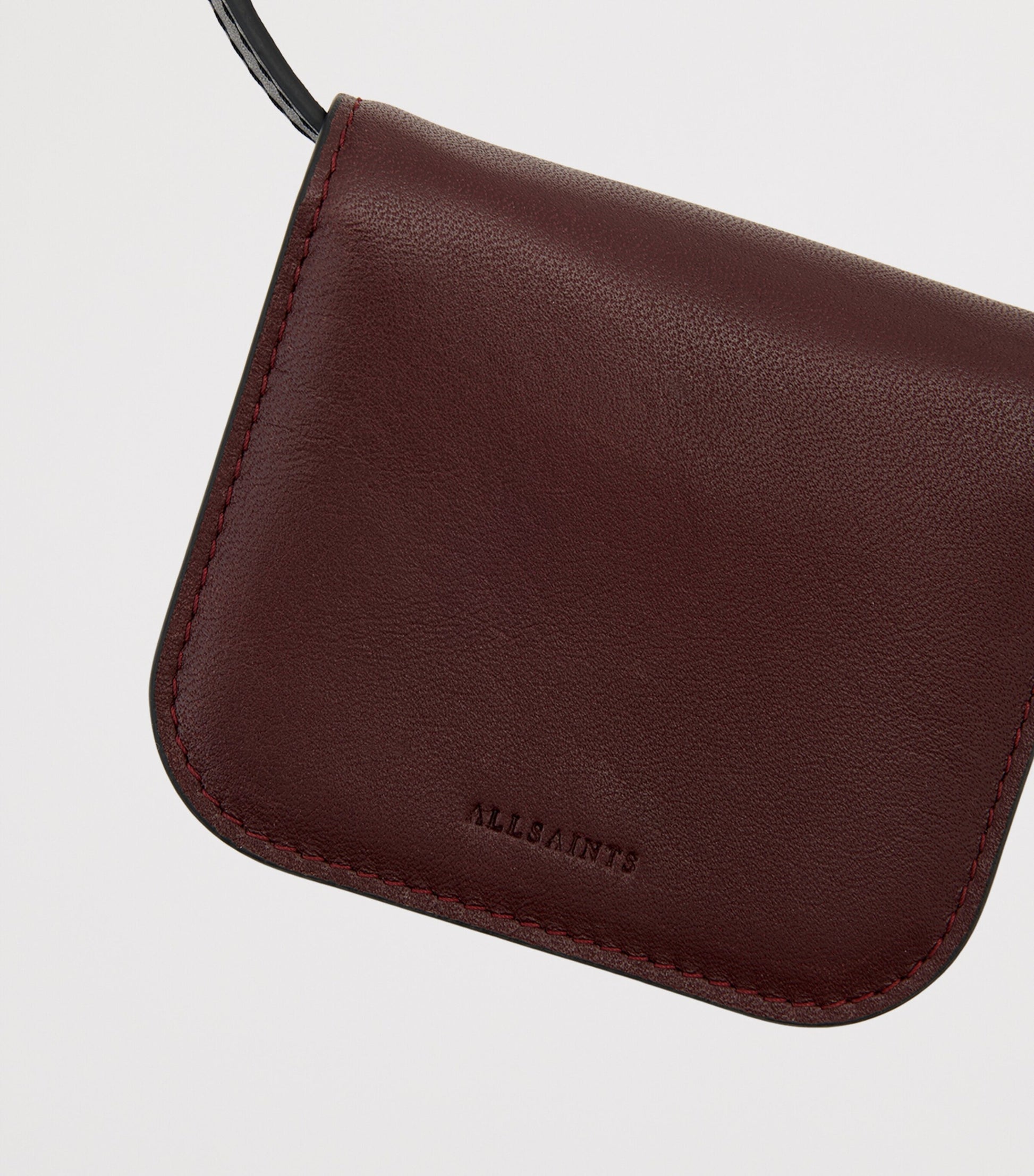 AllSaints Red Small Leather Maeve Cross-Body Card Holder