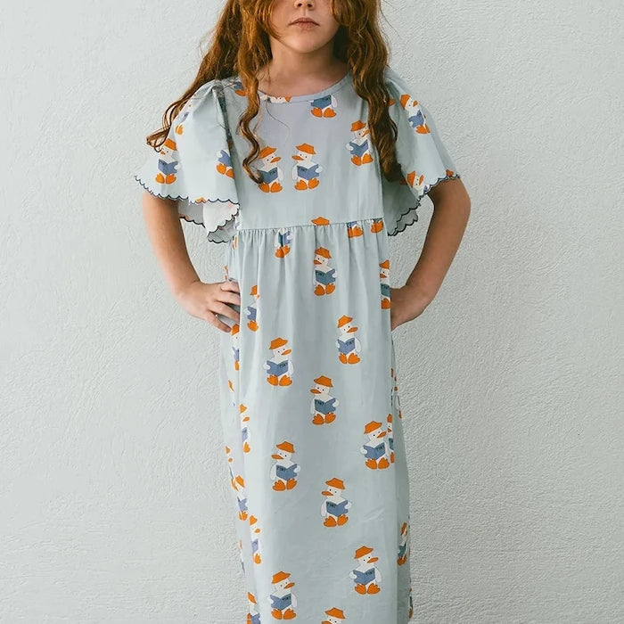 Детска памучна рокля Tinycottons READERS DRESS