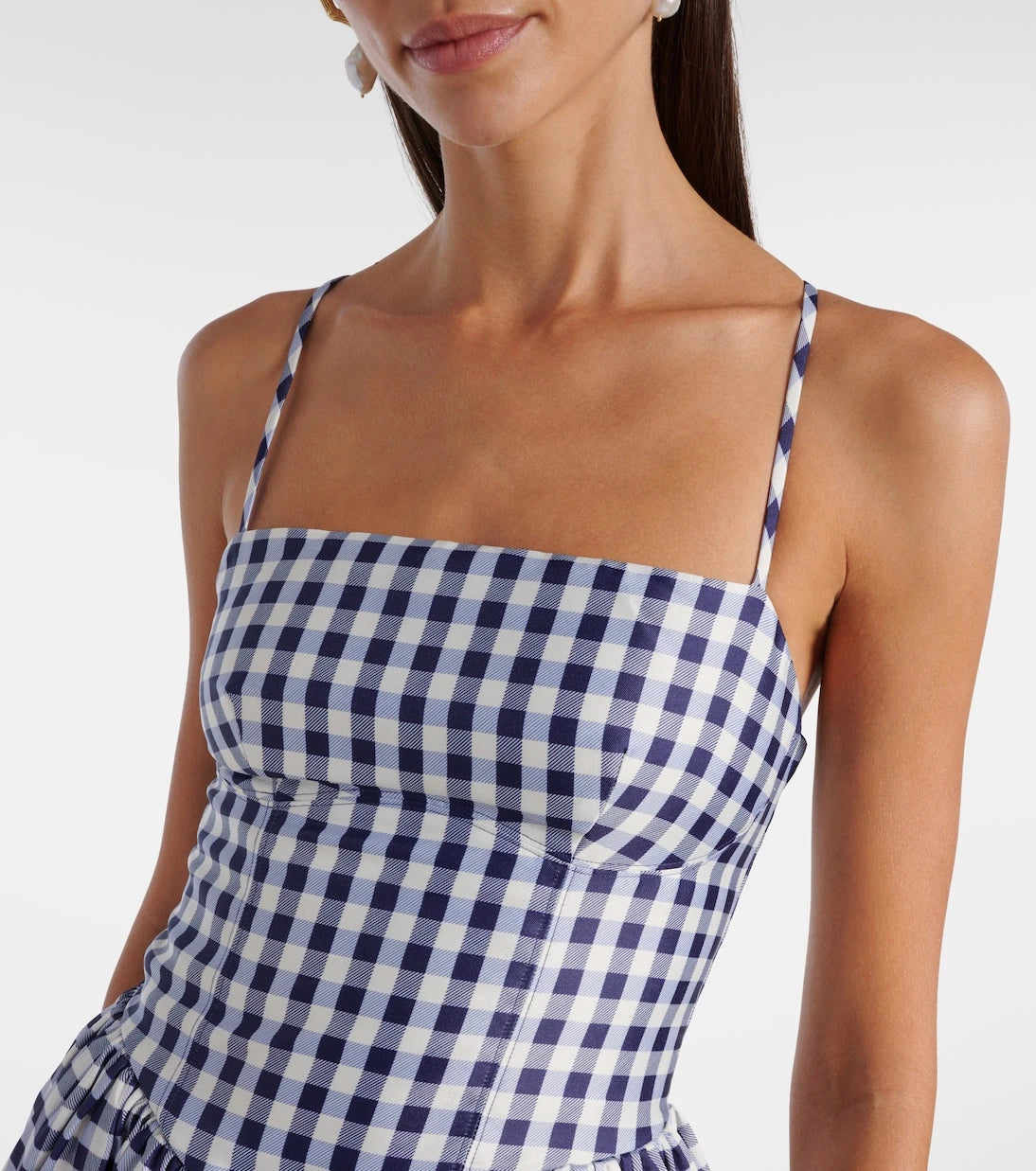 Self-Portrait - Gingham midi dress