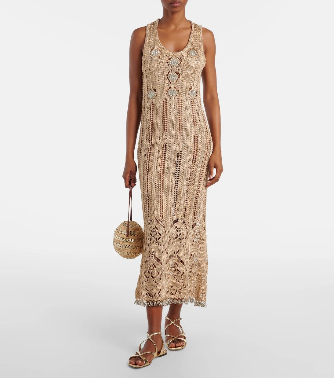 Rabanne - Crochet embellished midi dress