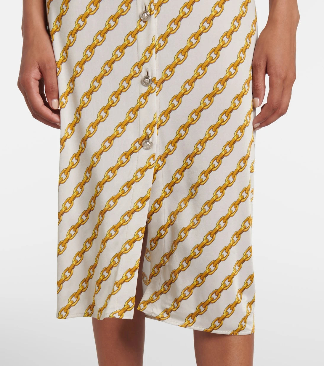 Versace - Chain Stripe satin shirt dress