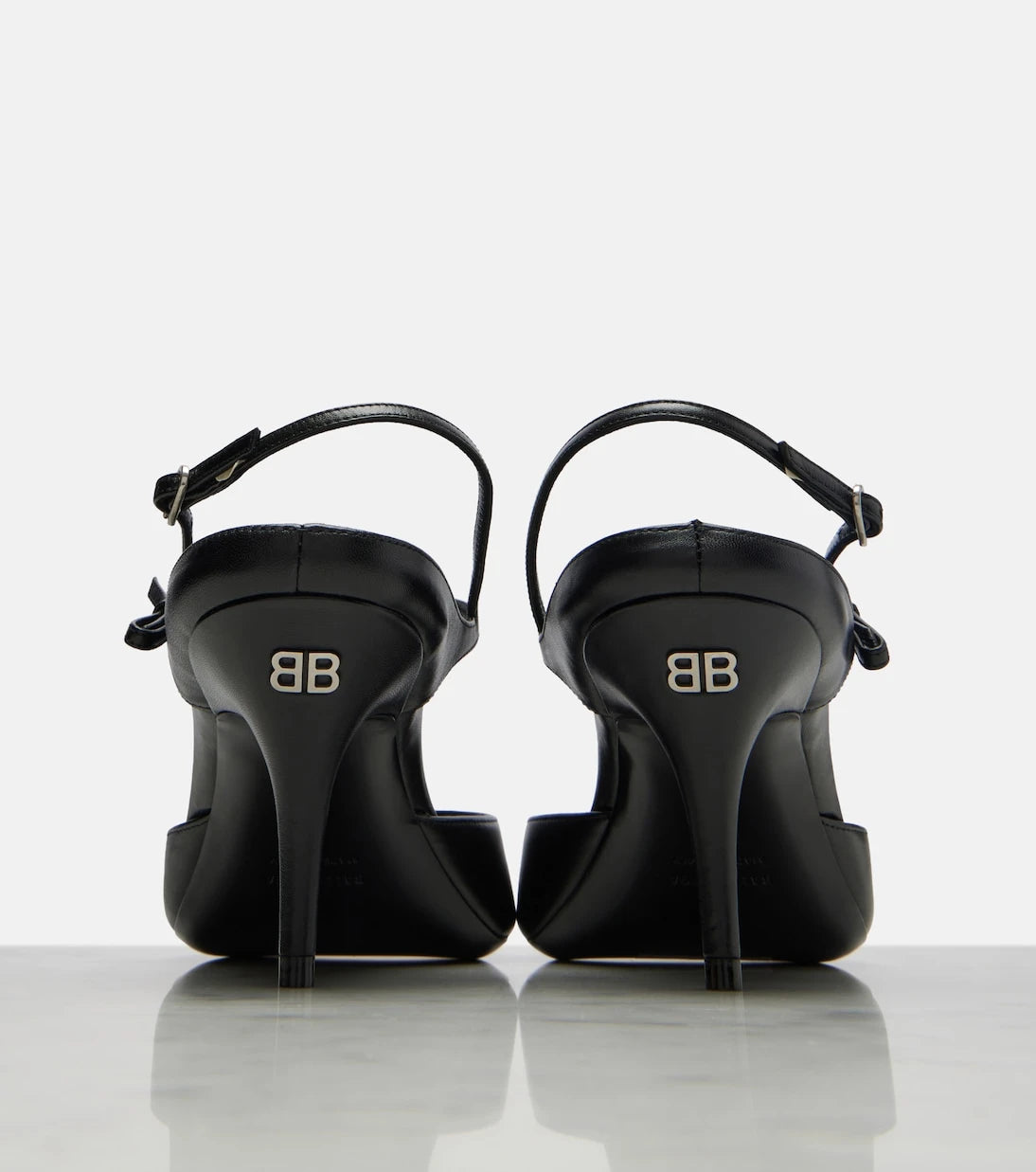 Balenciaga - Avenue Bow leather slingback pumps
