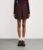Red Wool-Blend Pleated Mini Skirt