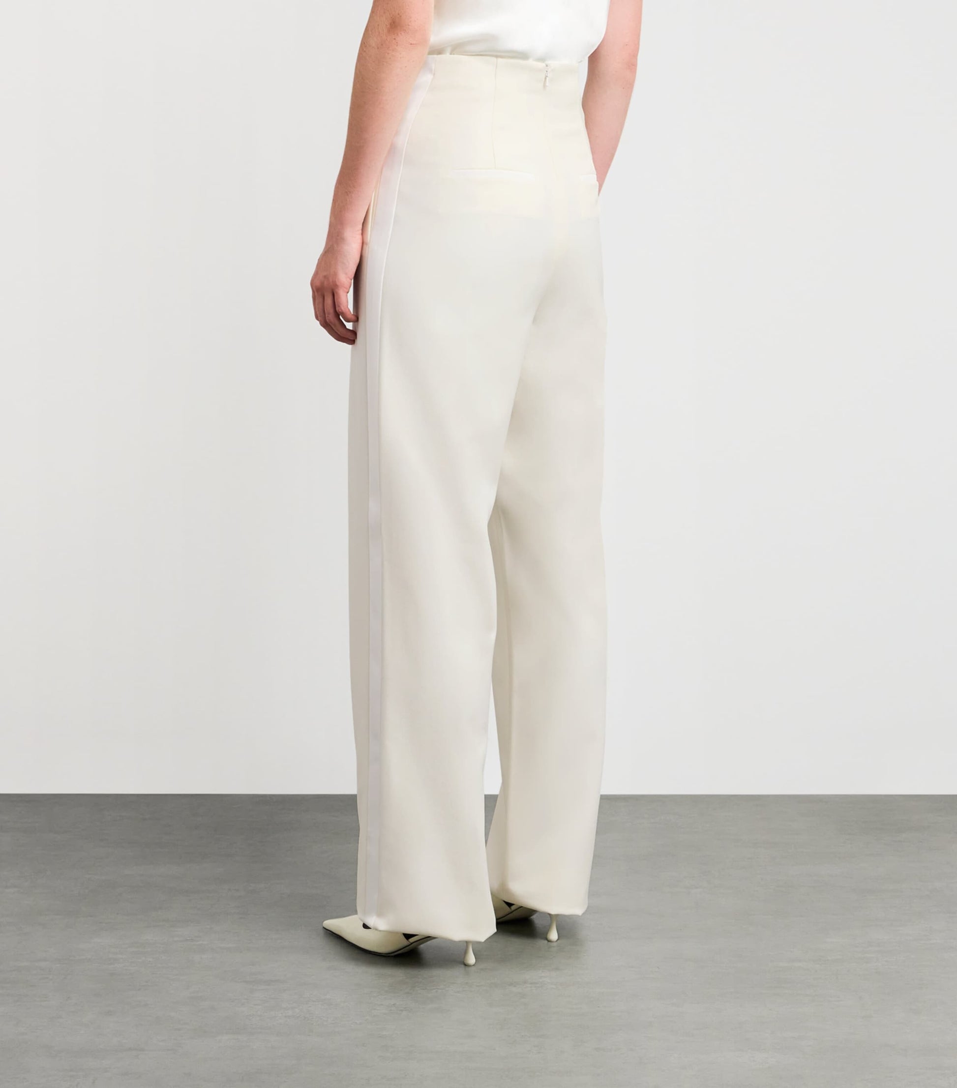 White Virgin Wool Wide-Leg Trousers