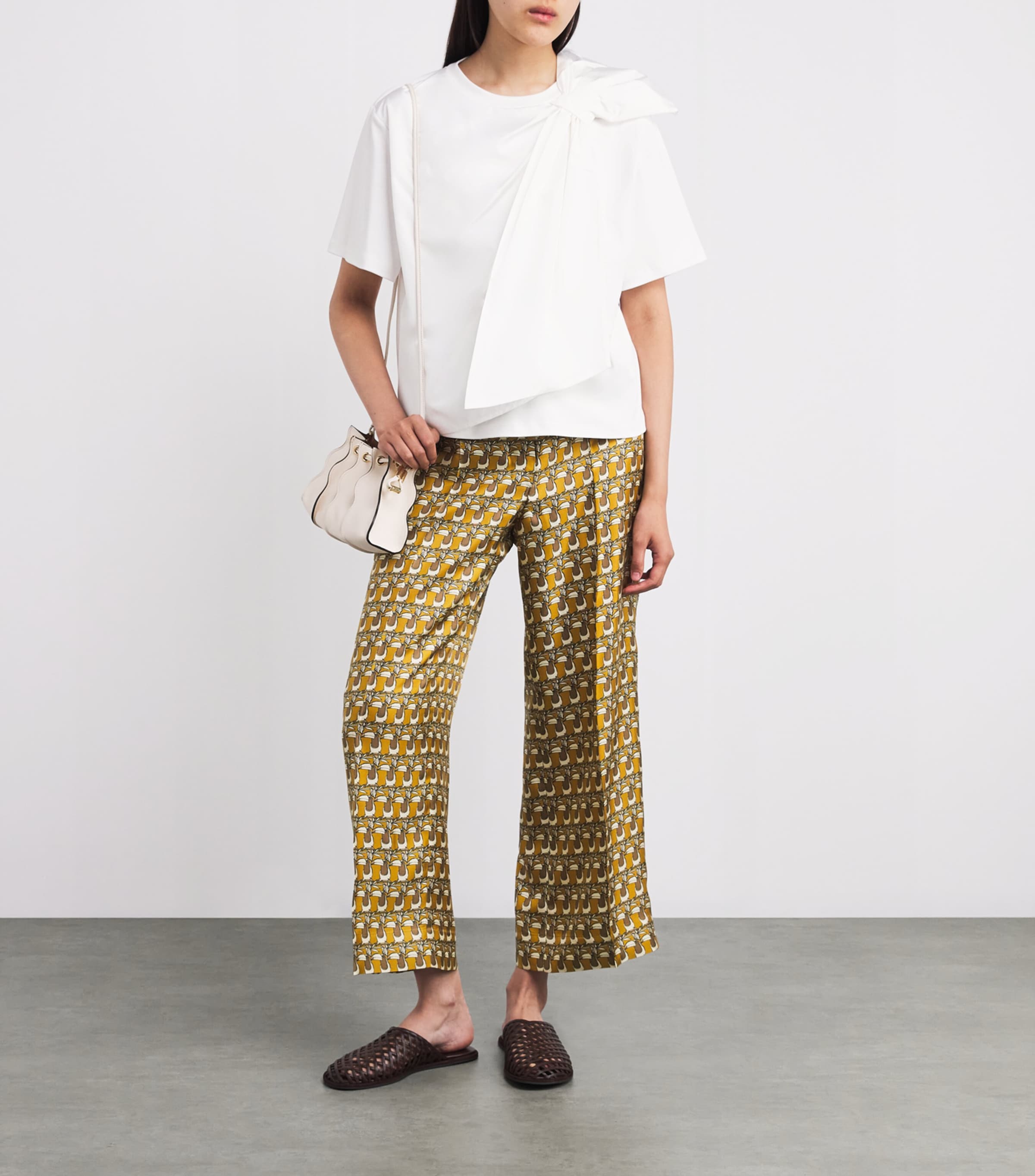 Max Mara White Cotton Bow-Detail T-Shirt