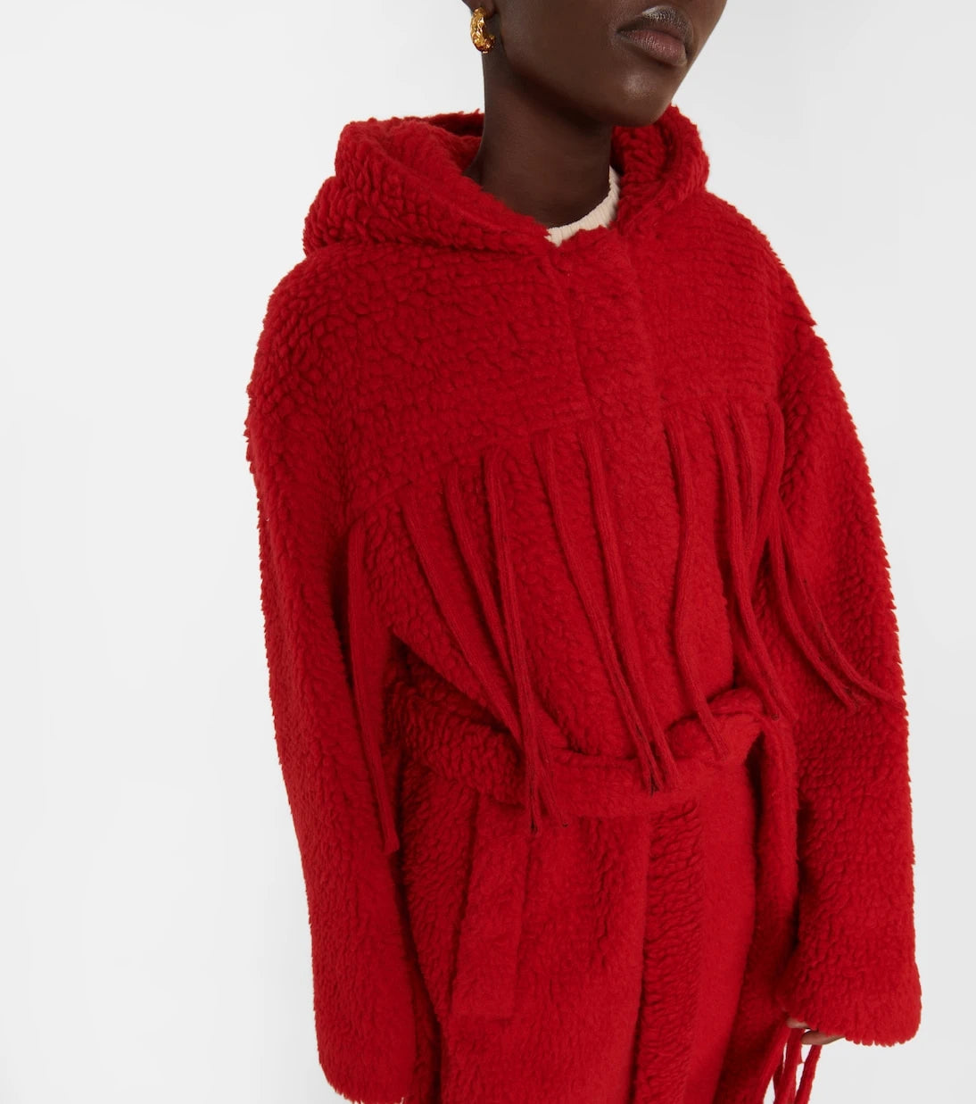 Stella McCartney - Fringed hooded teddy coat