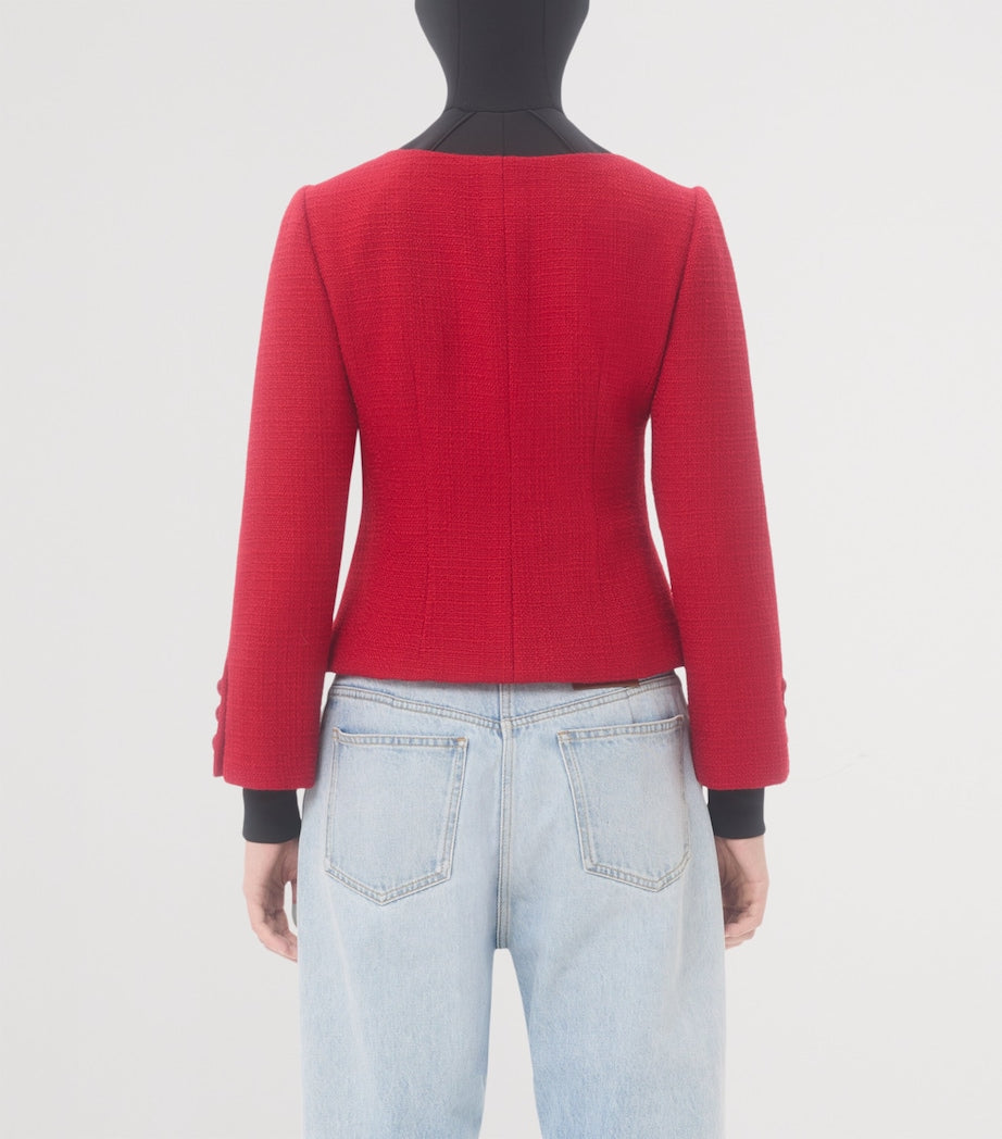 Valentino Red Virgin Wool-Blend Bow Blazer