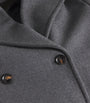 GANNI Grey Recycled Wool-Blend Longline Pea Coat