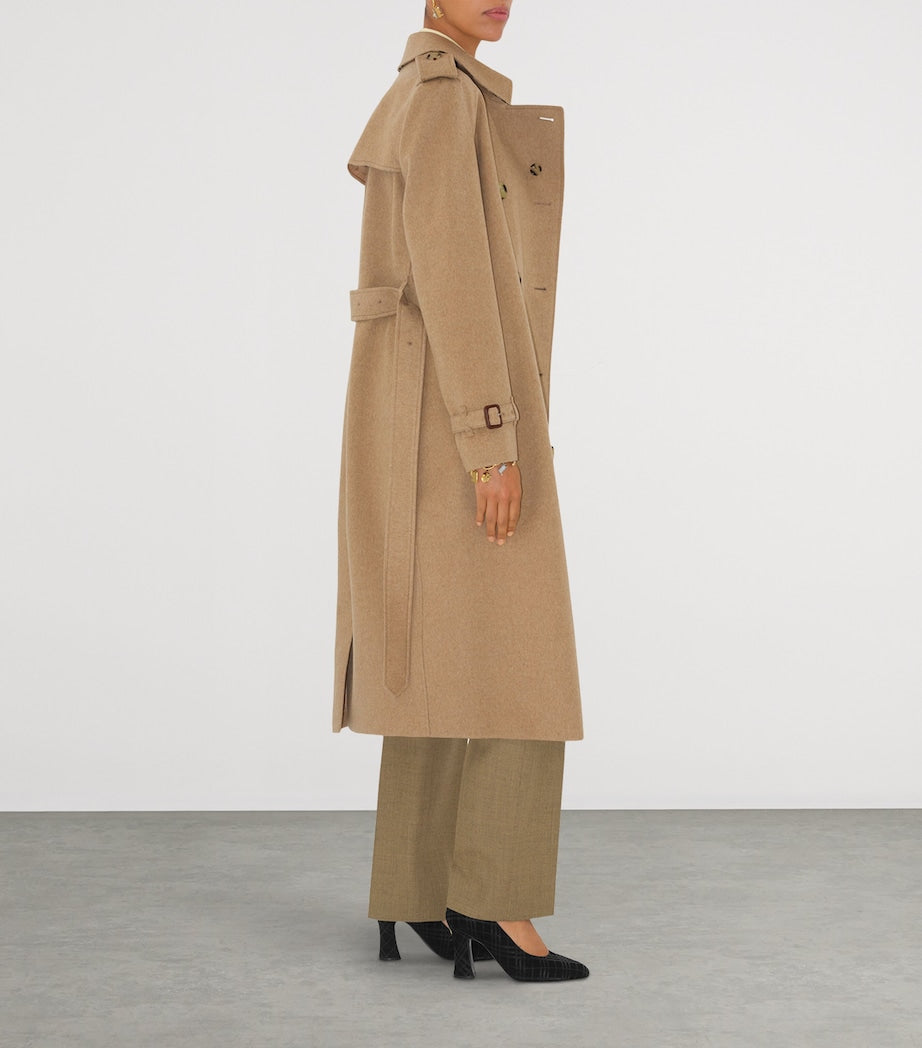 Burberry Beige Cashmere Long Kensington Heritage Trench Coat