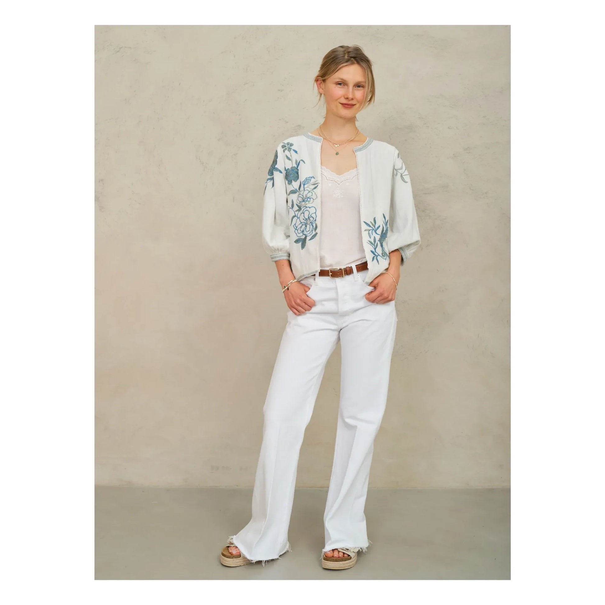 M.A.B.E. - Ori Cotton Embroidered Jacket | Blue