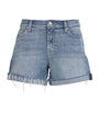 Blue Mid Roll Denim Shorts