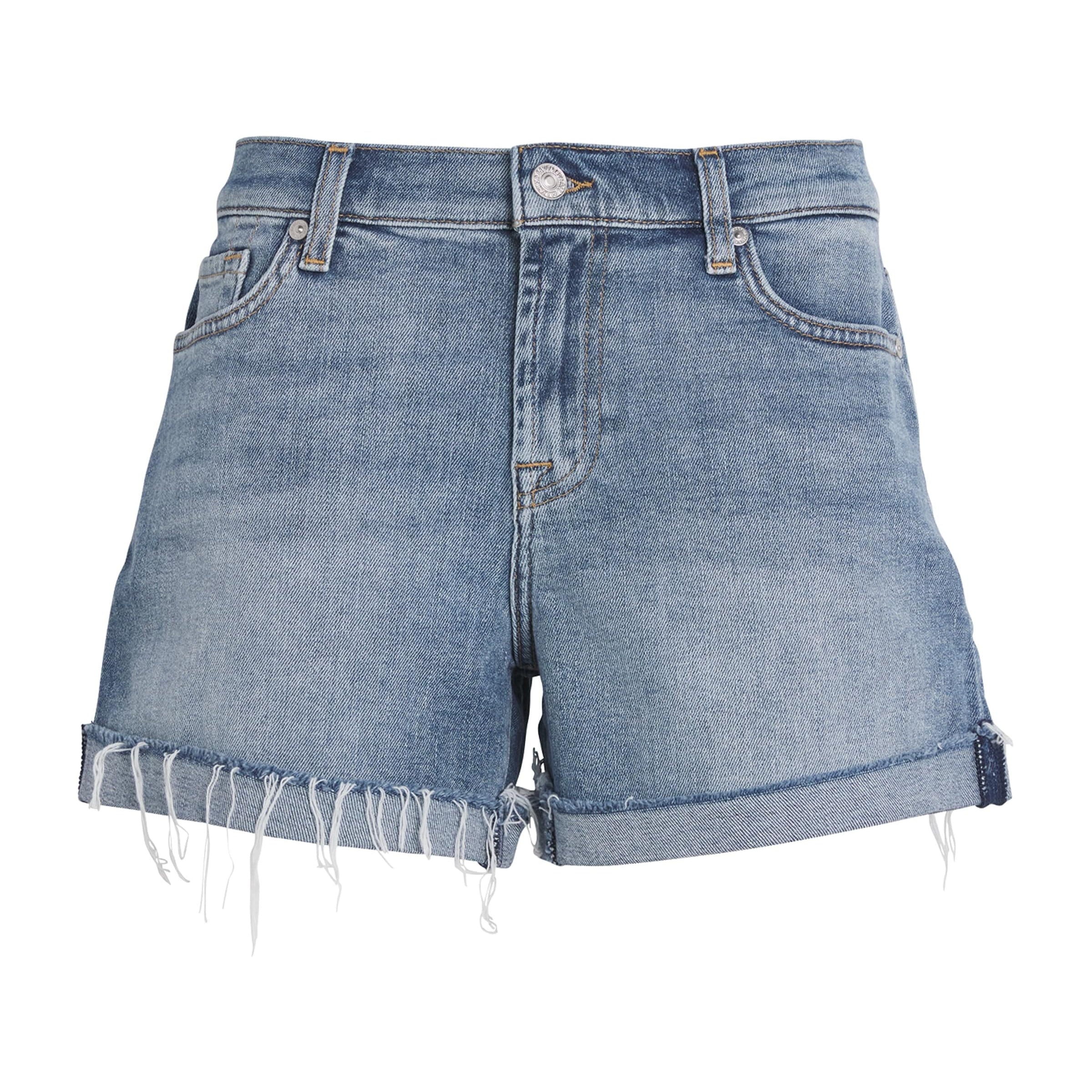 Blue Mid Roll Denim Shorts