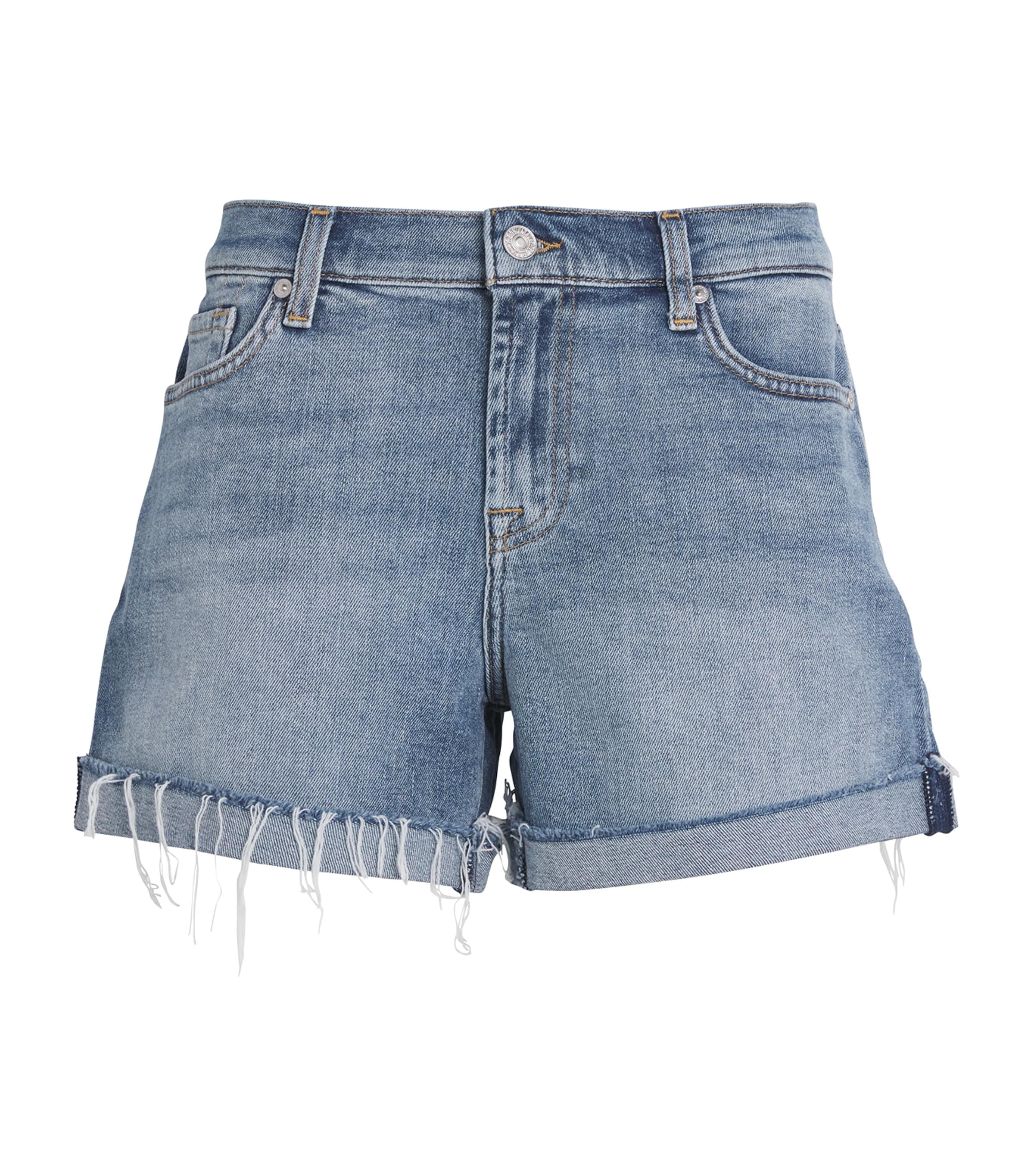 Blue Mid Roll Denim Shorts