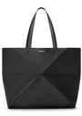 Large Leather Puzzle Fold Tote Bag BLACK