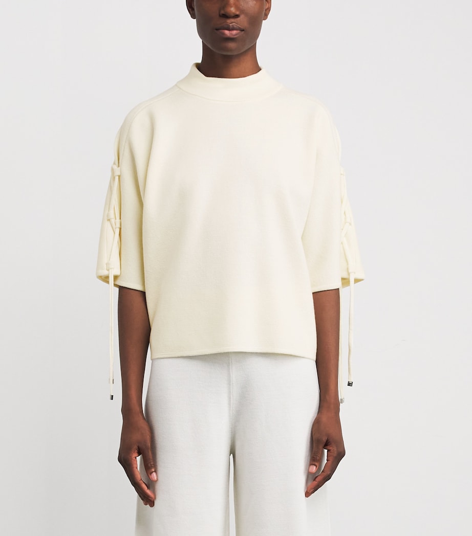 Max Mara White Virgin Wool Funnel-Neck Sweater