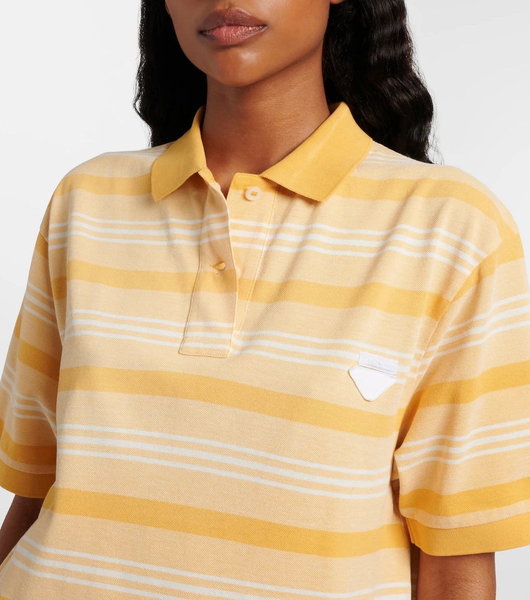 Prada - Striped cotton piqué polo dress