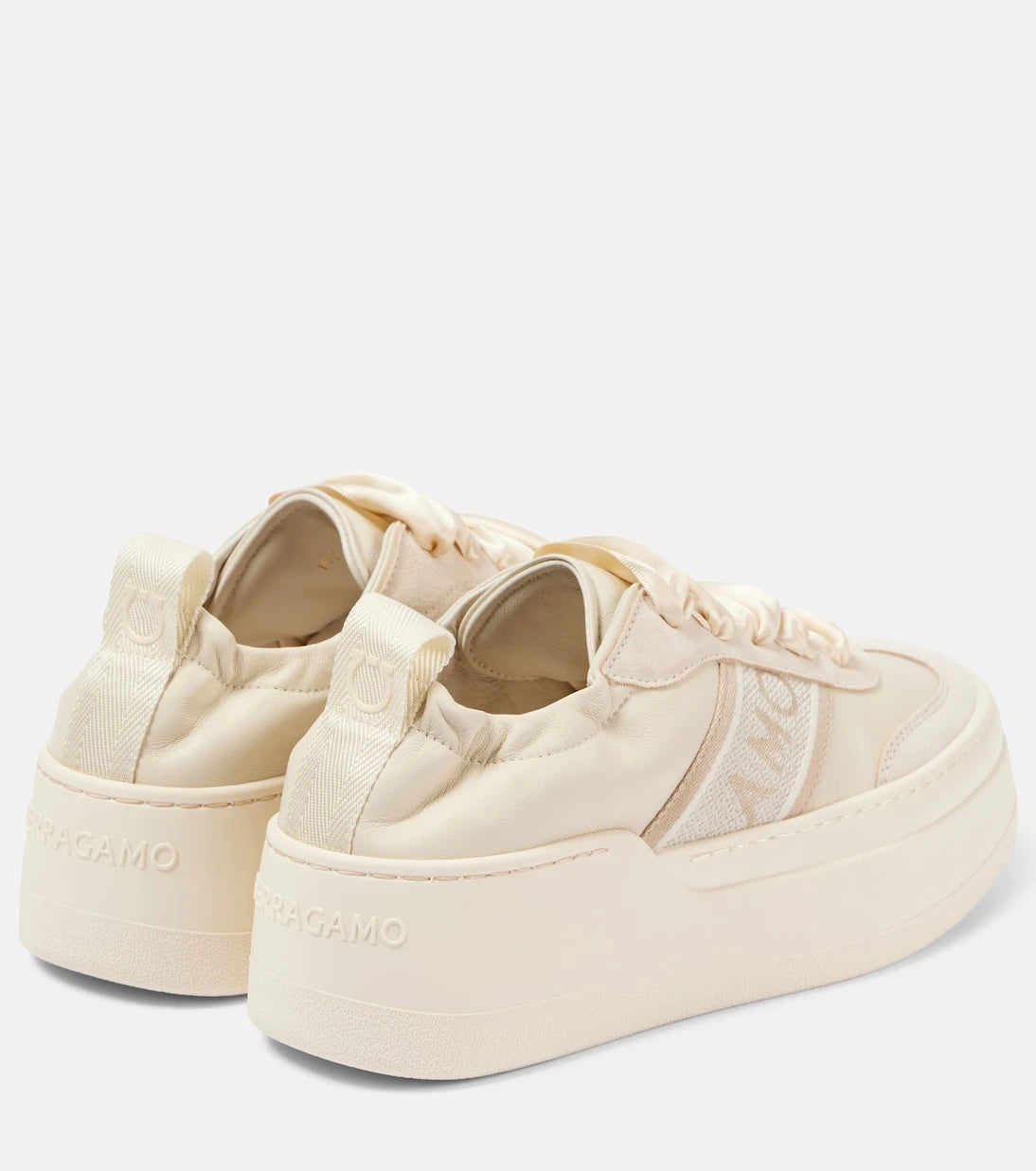 Ferragamo - Suede-trimmed leather platform sneakers