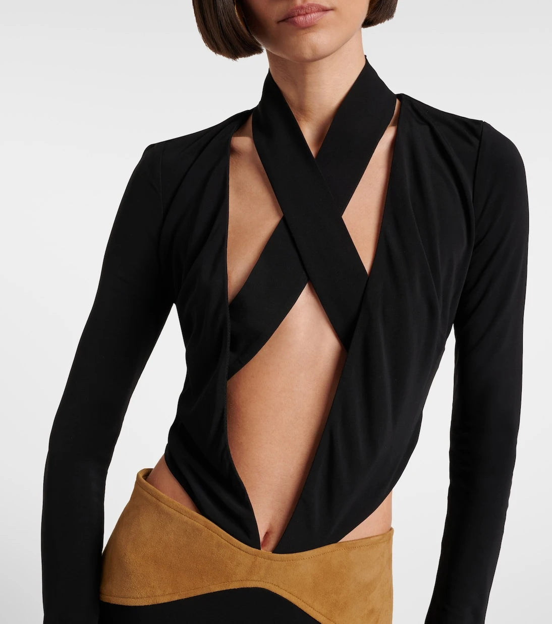 Christopher Esber - Contour cutout suede-trimmed jersey gown