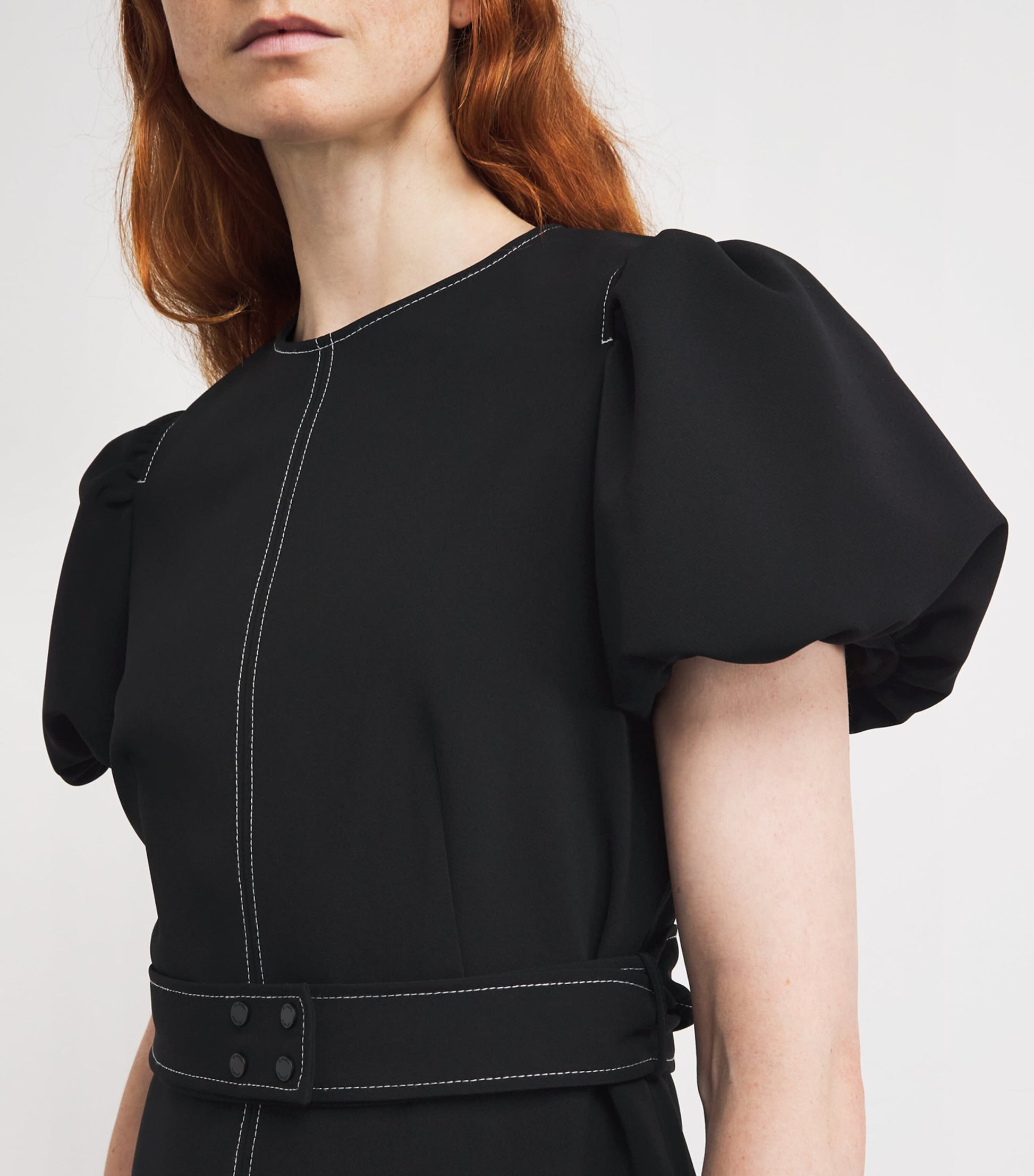 Claudie Pierlot Black Belted Ruffle-Collar Mini Dress