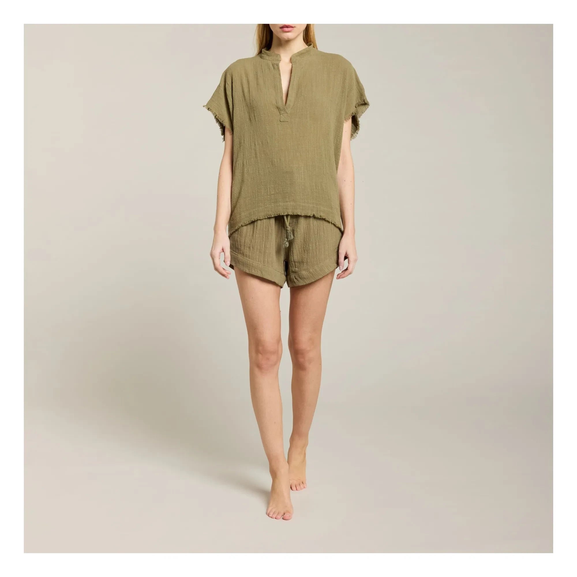 Maison Saint Julien - Calvi Cotton Gauze Shorts | Khaki