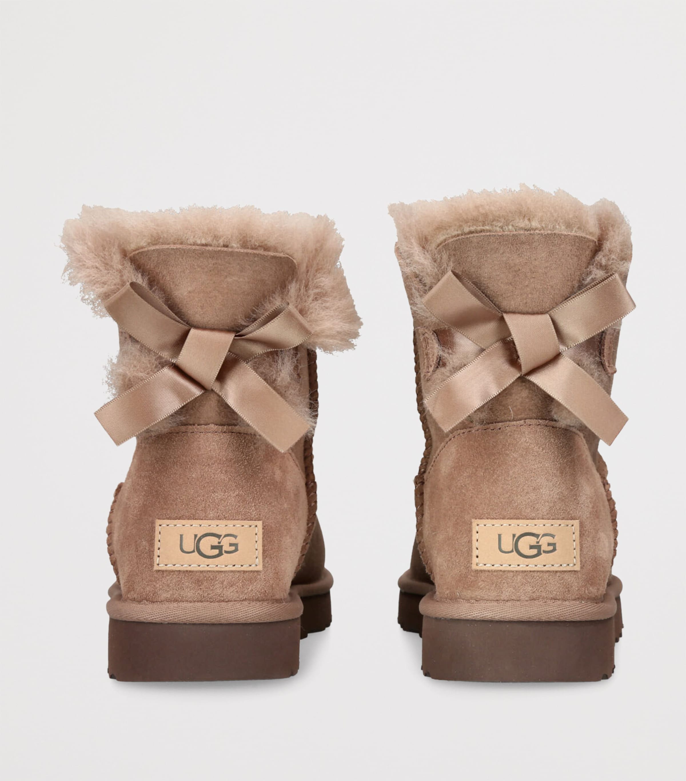 UGG Brown Suede Mini Bailey Bow II Ankle Boots