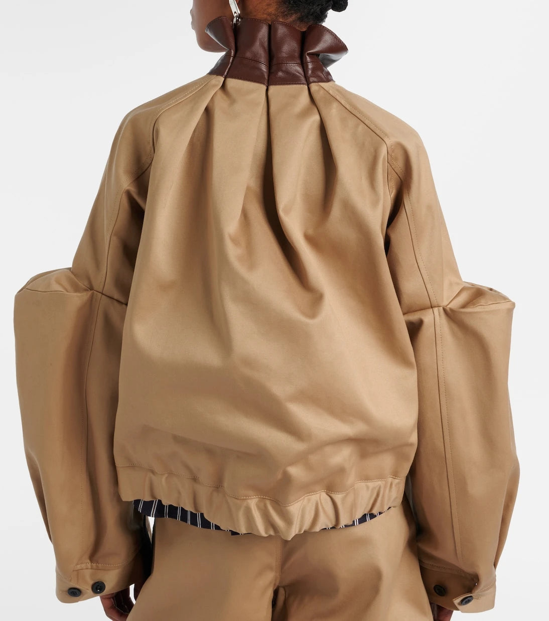 Sacai - Leather-trimmed cotton blouson jacket