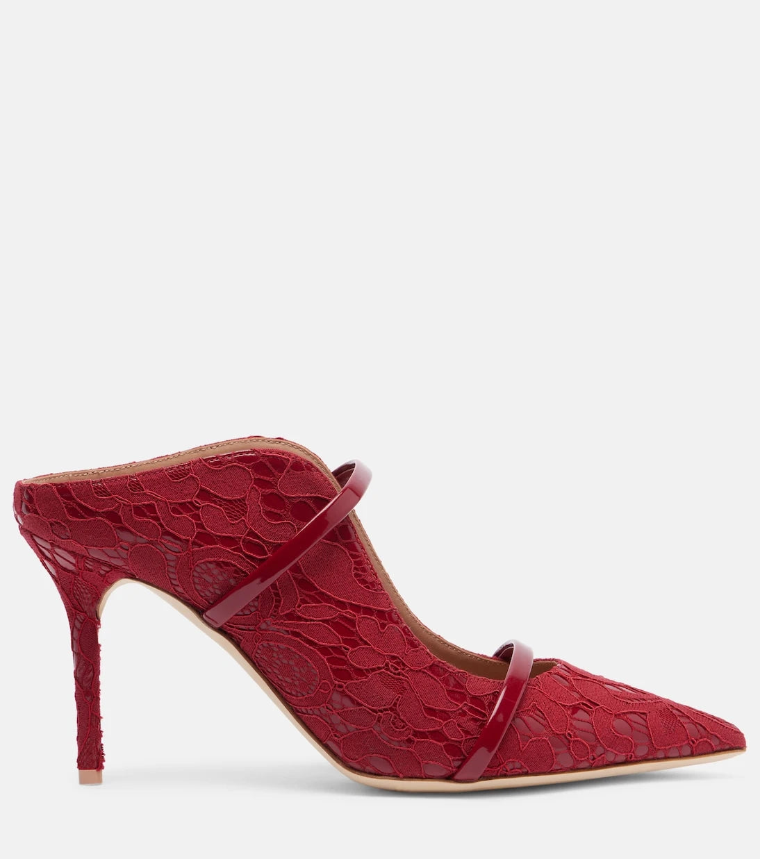 Malone Souliers - Maureen 85 leather-trimmed lace mules