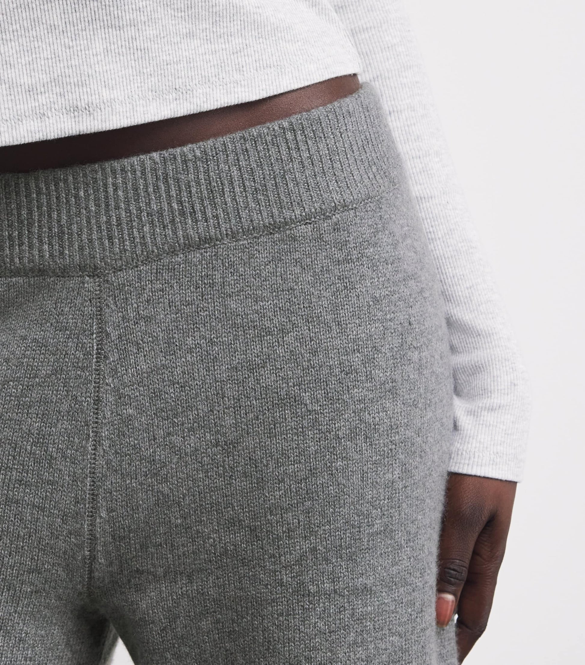 Skims Grey Cashmere Wide-Leg Trousers