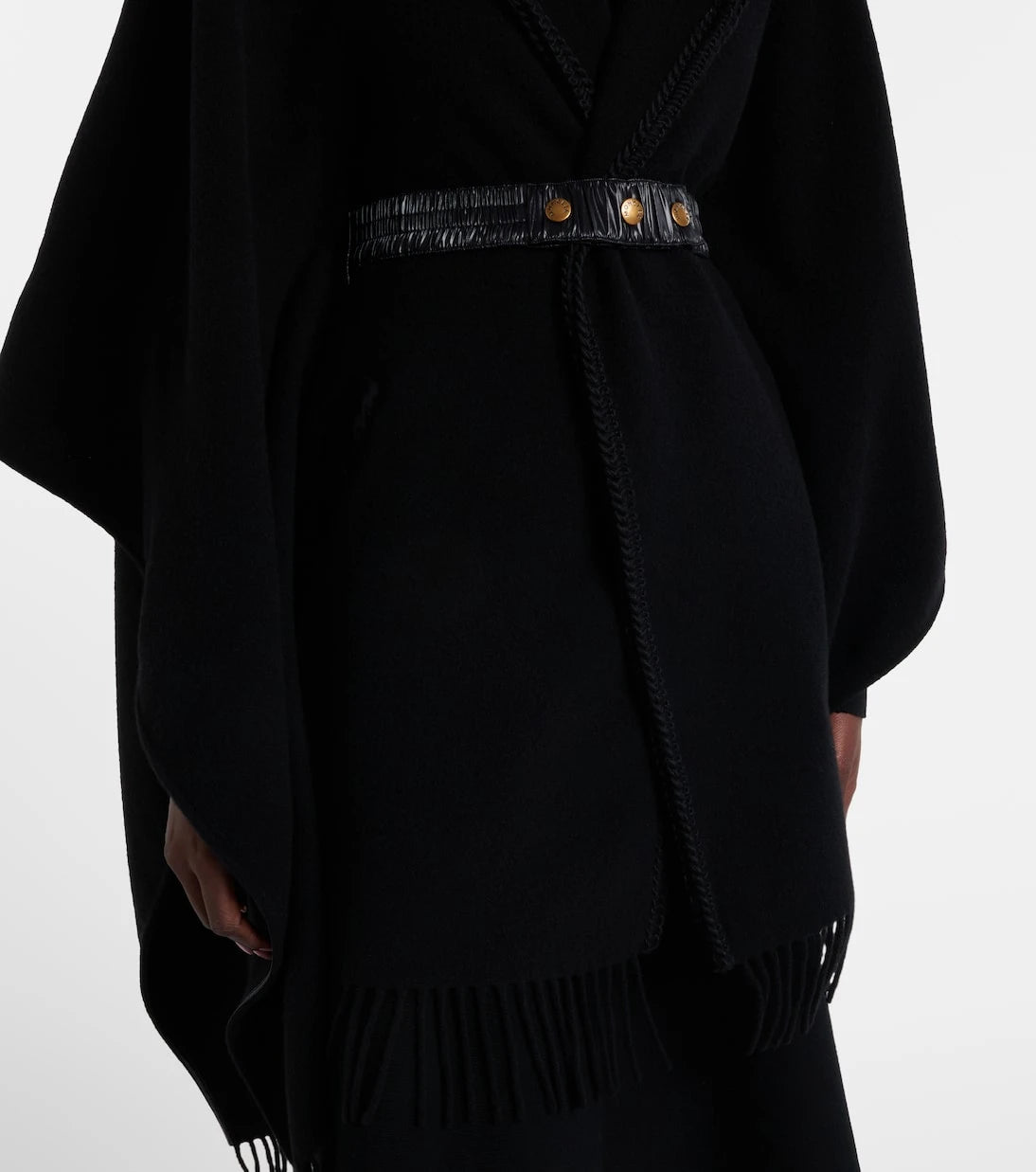 Moncler - Fringed virgin wool cape