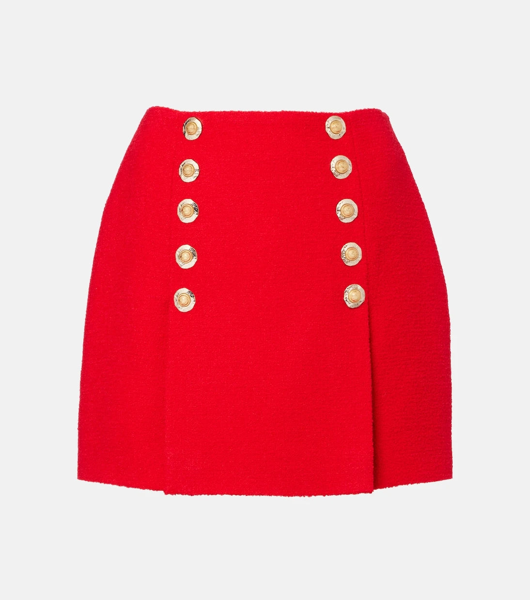 Balmain - Pleated wool-blend miniskirt