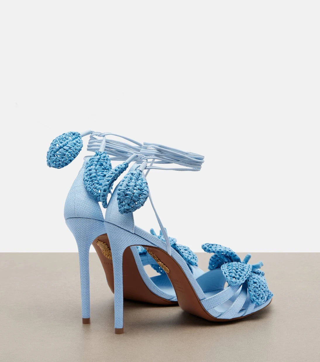 Aquazzura - Calypso leather-trimmed raffia sandals
