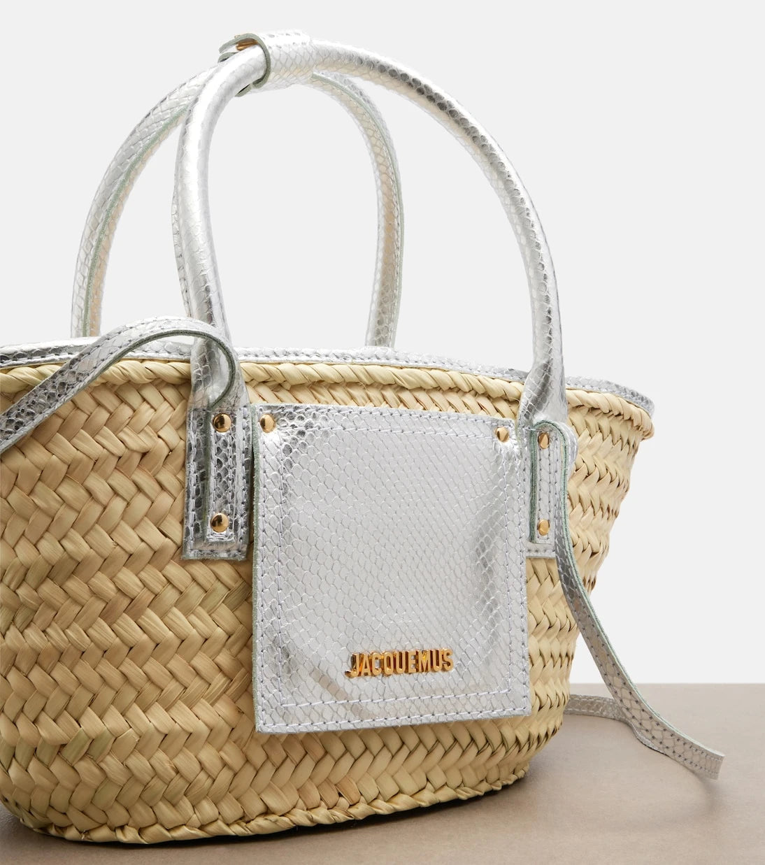 Jacquemus - Soli Small croc-effect raffia basket bag